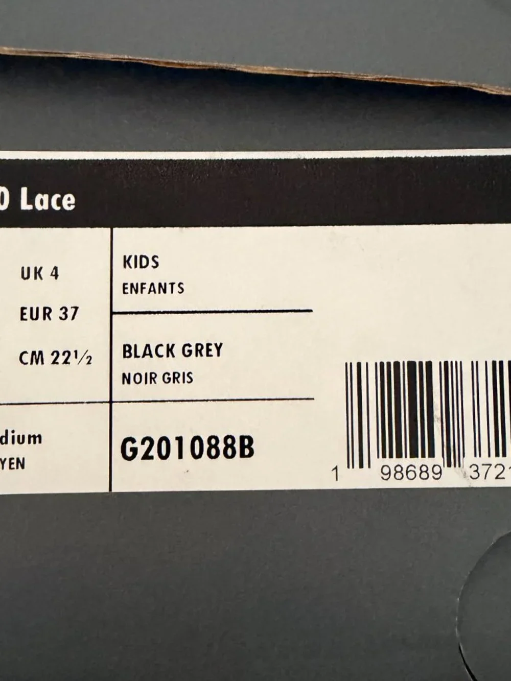 New Balance 2010 Boys Black/Shadow Grey Shoe Sz 4.5 G201088B Athletic Unisex